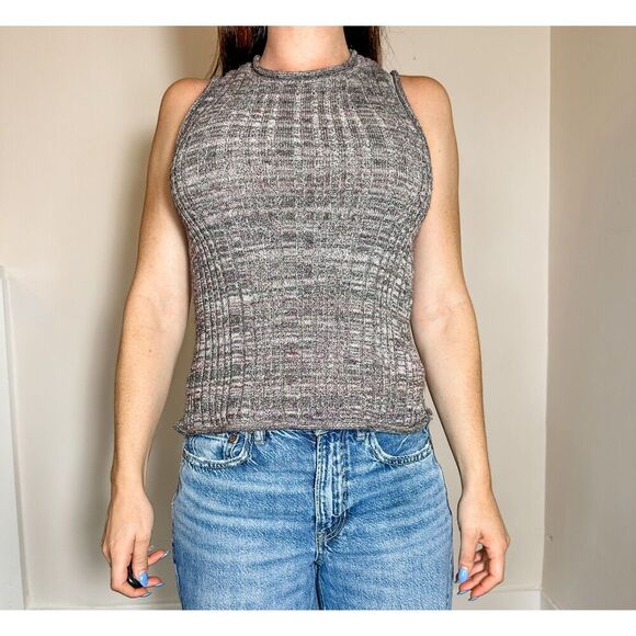 Pilcro Gray Ribbed Sleeveless Top Size XS - Picture 1 of 5